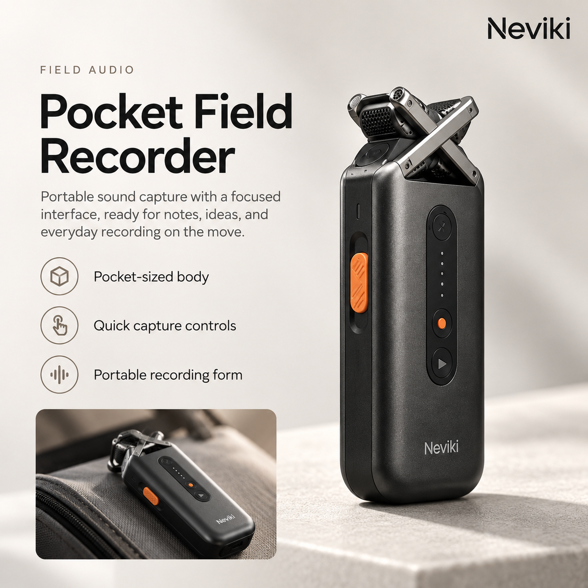 Elvoriu™ FieldNote Pocket Recorder